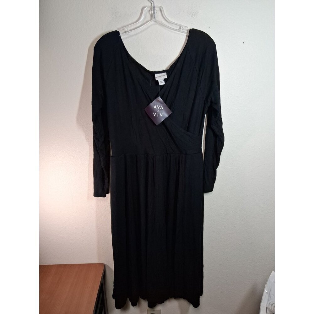 NWT Ava Viv Dress Business Casual Long Sleeve Winter Black Size XXL